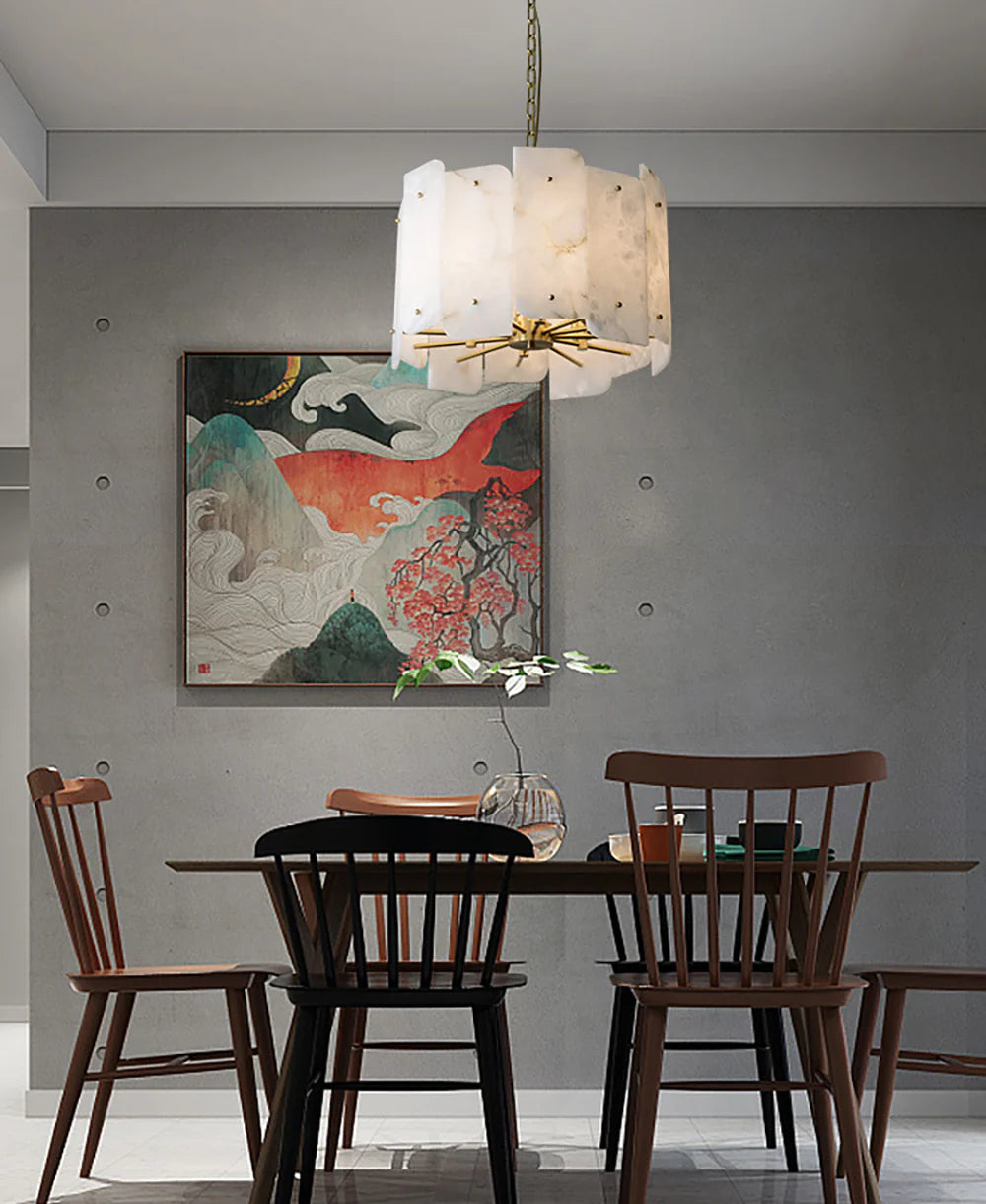 Contemporary Alabaster Round Pendant