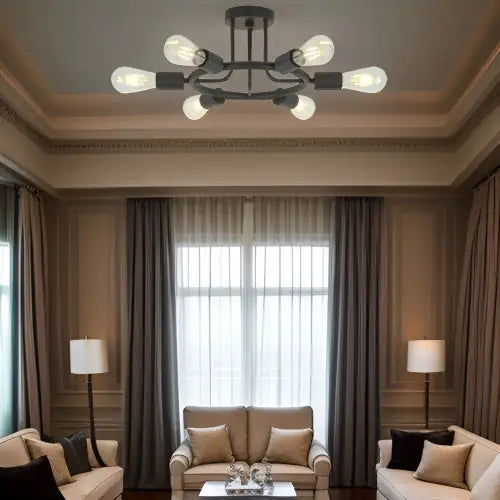 Modern Sputnik 6-Light Chandelier in Black