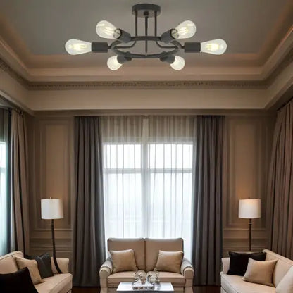 Modern Sputnik 6-Light Chandelier in Black