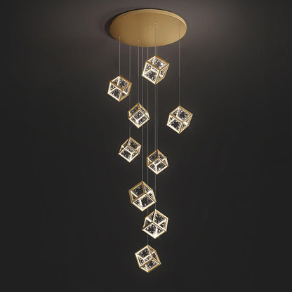 Golden Aurora Cube Modern Chandelier