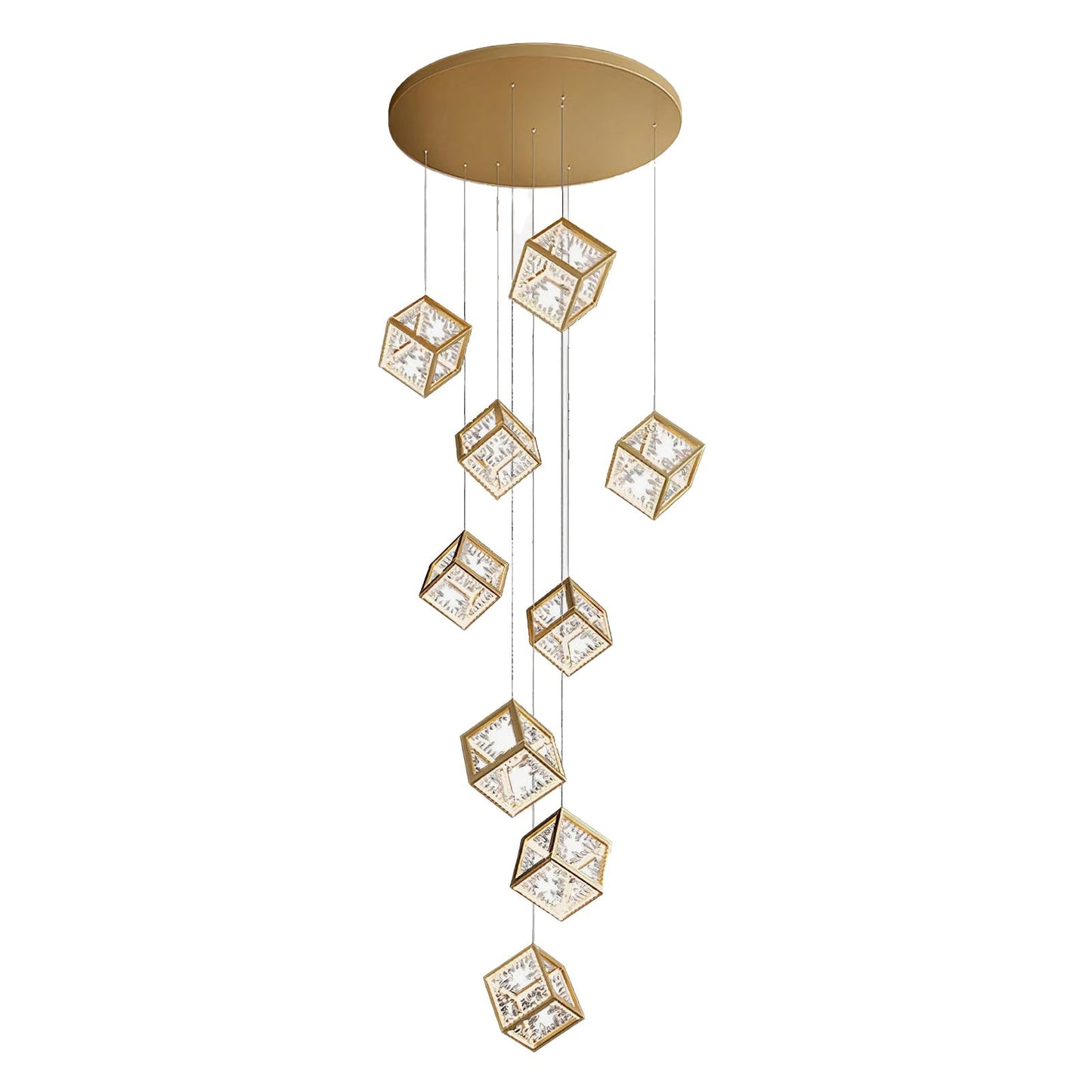 Golden Aurora Cube Modern Chandelier