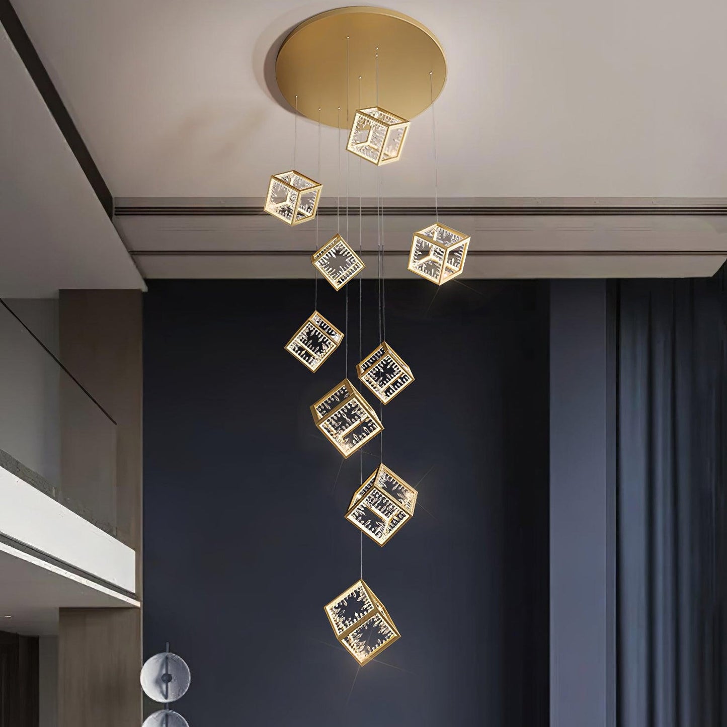 Golden Aurora Cube Modern Chandelier