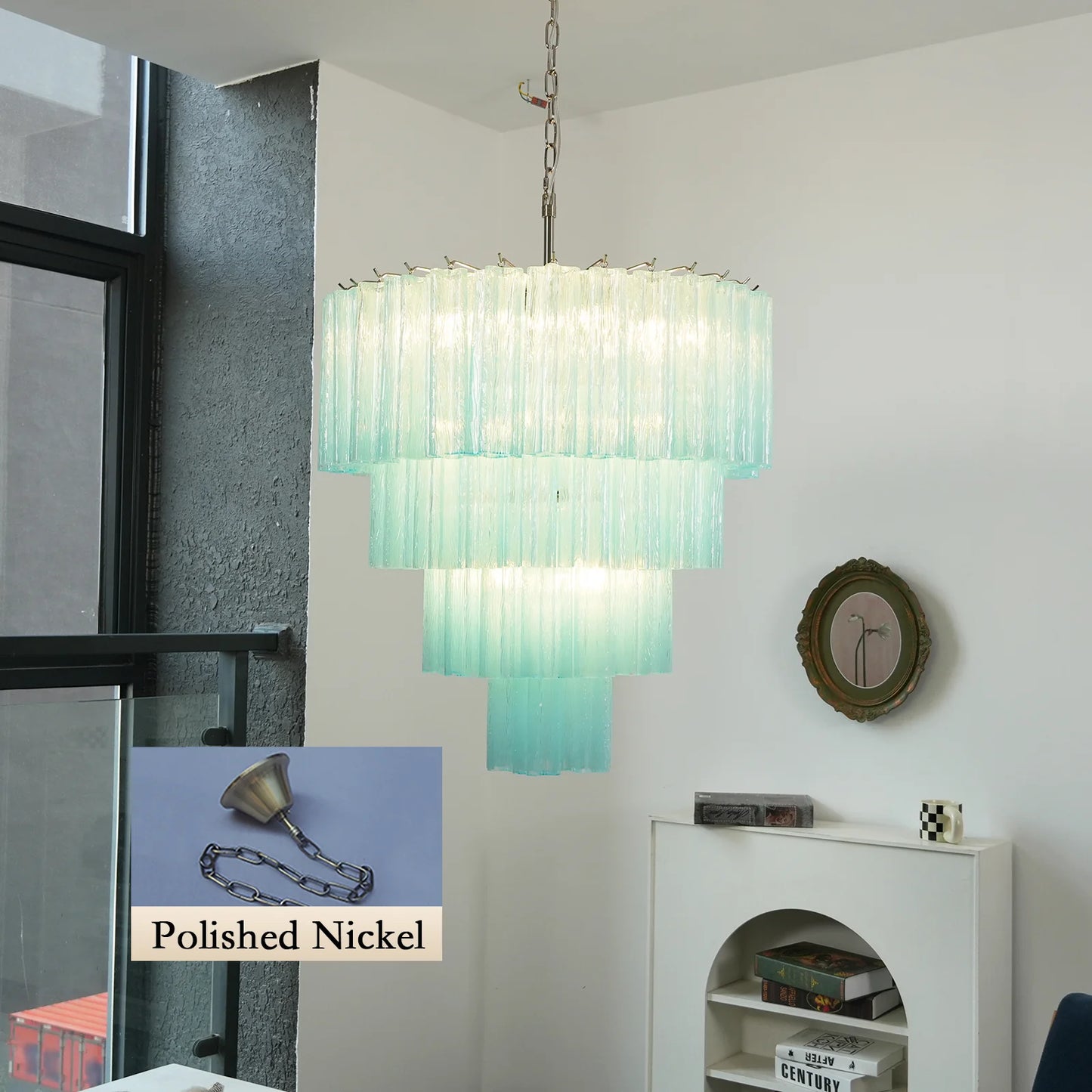 Murano Blue Vetro Tube Chandelier