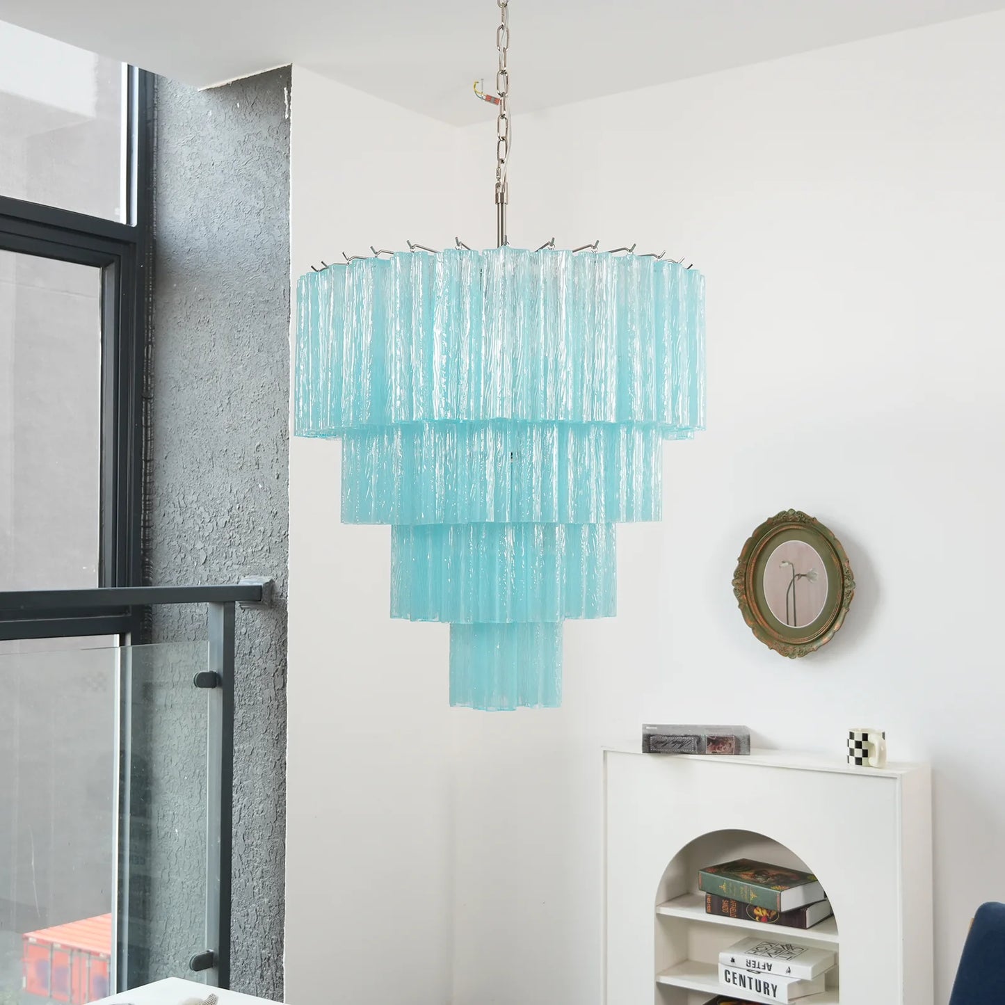Murano Blue Vetro Tube Chandelier