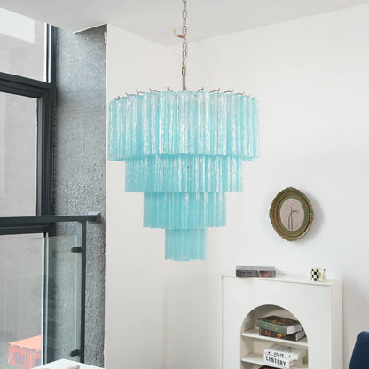 Murano Blue Vetro Tube Chandelier