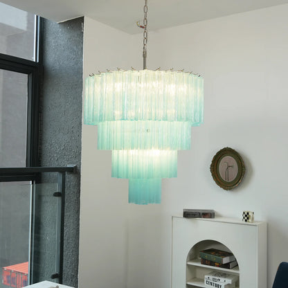 Murano Blue Vetro Tube Chandelier