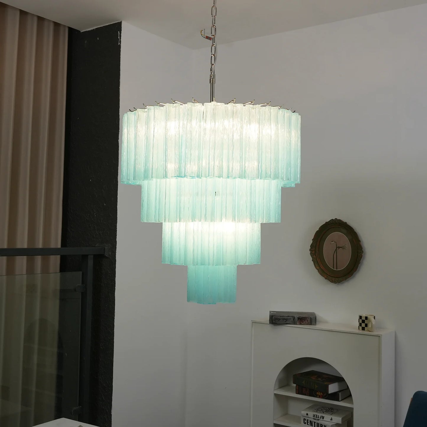 Murano Blue Vetro Tube Chandelier