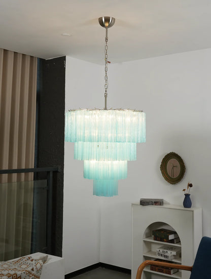 Murano Blue Vetro Tube Chandelier