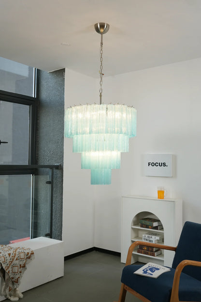 Murano Blue Vetro Tube Chandelier