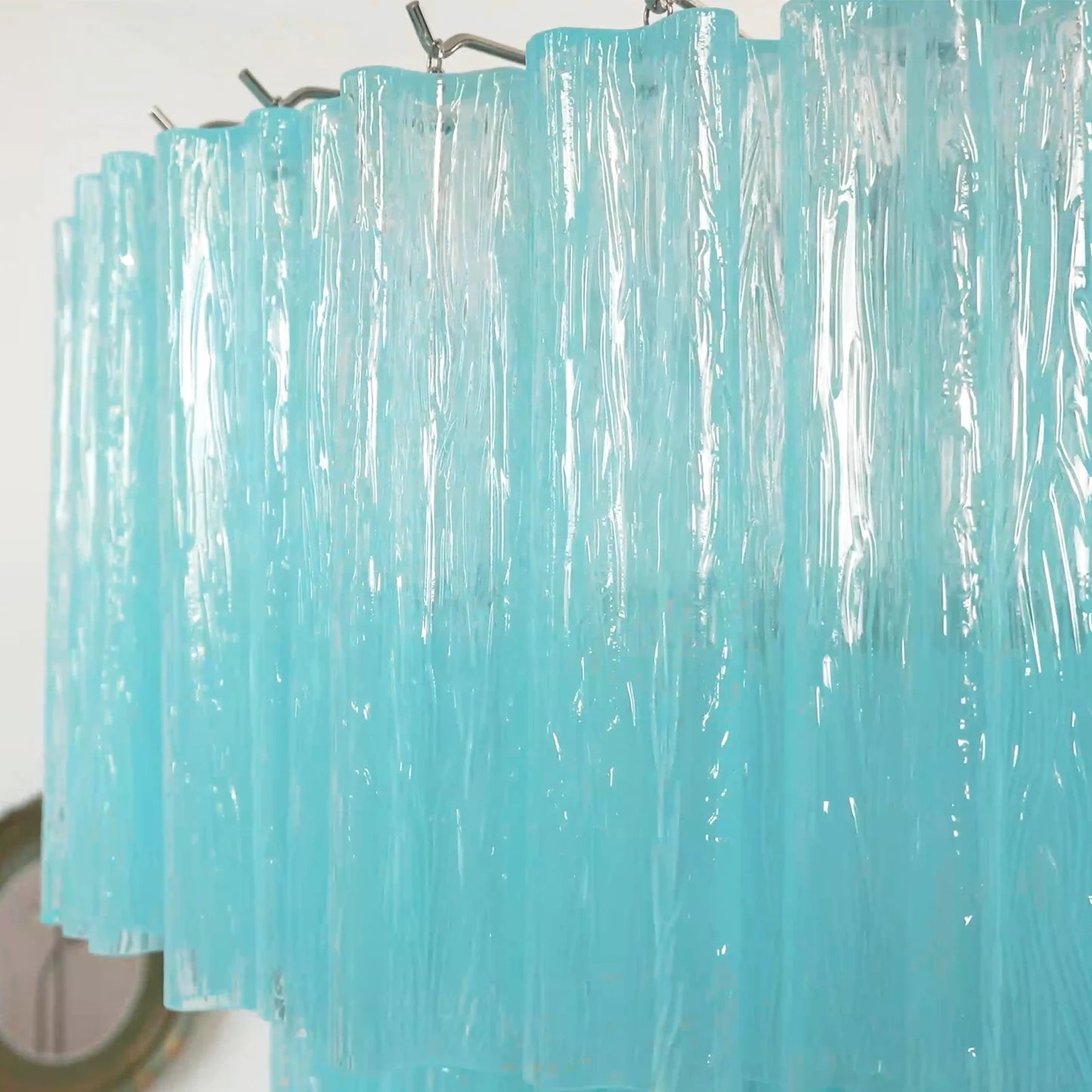 Murano Blue Vetro Tube Chandelier