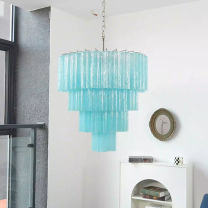 Murano Blue Vetro Tube Chandelier