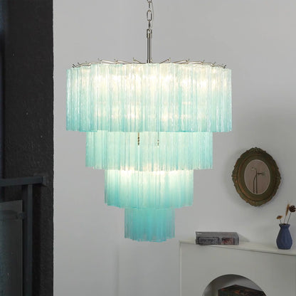 Murano Blue Vetro Tube Chandelier