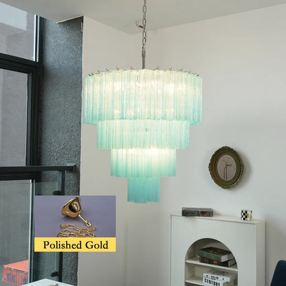 Murano Blue Vetro Tube Chandelier