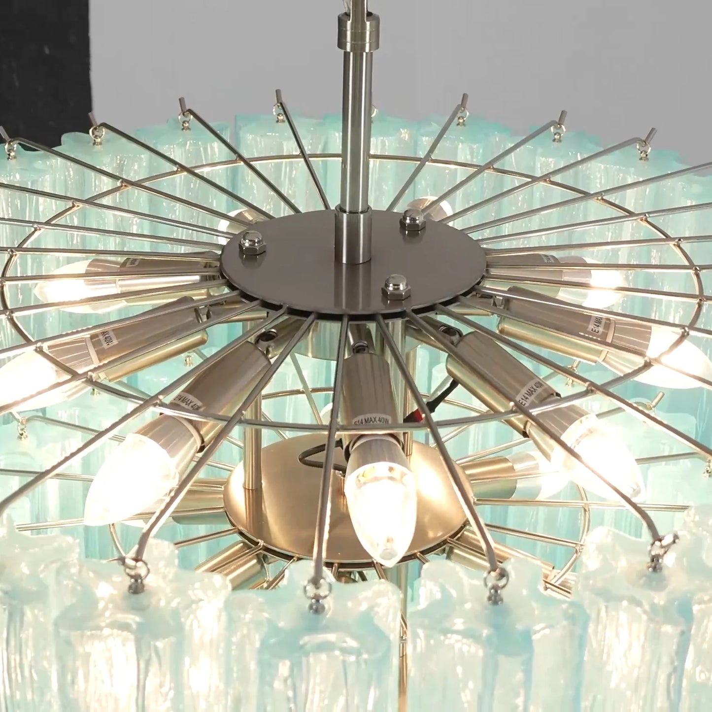 Murano Blue Vetro Tube Chandelier