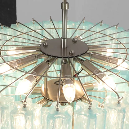 Murano Blue Vetro Tube Chandelier