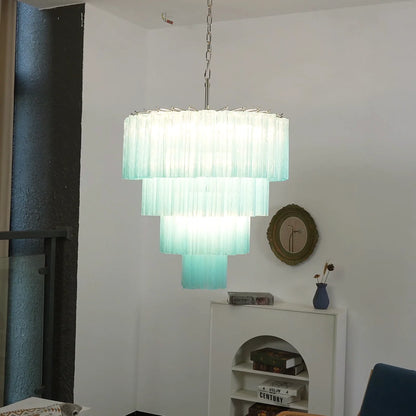 Murano Blue Vetro Tube Chandelier