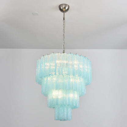 Murano Blue Vetro Tube Chandelier