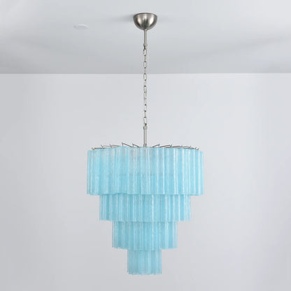 Murano Blue Vetro Tube Chandelier