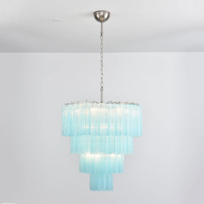 Murano Blue Vetro Tube Chandelier