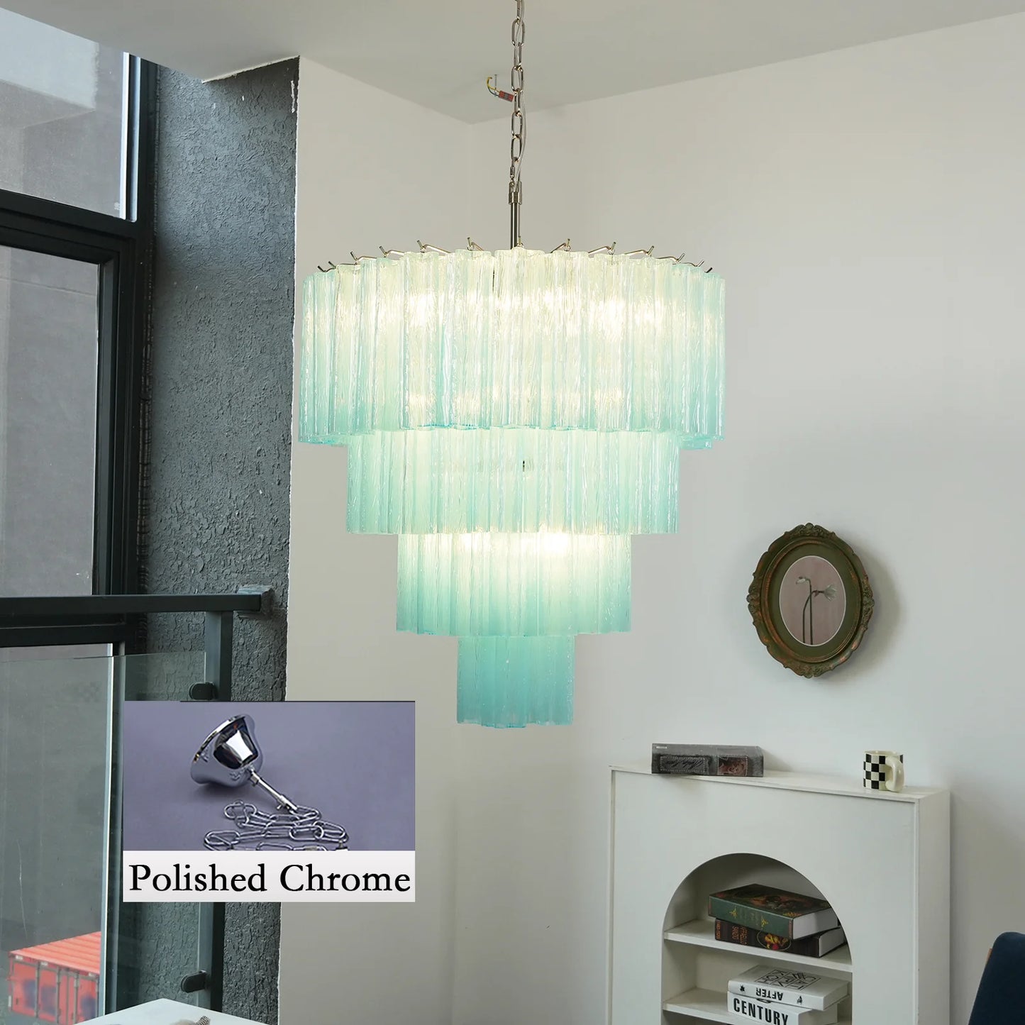 Murano Blue Vetro Tube Chandelier