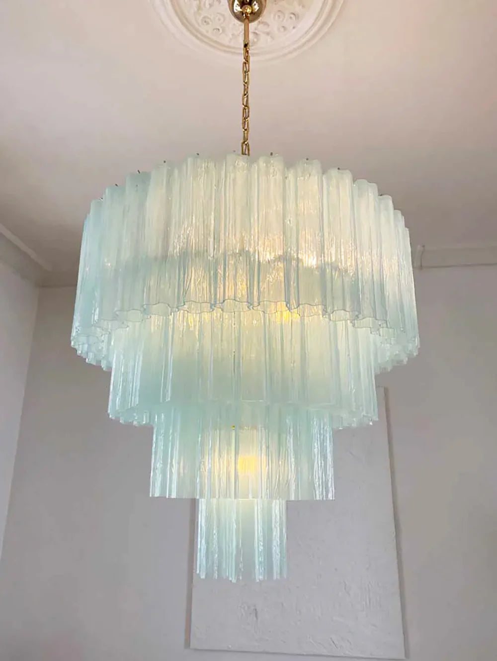 Murano Blue Vetro Tube Chandelier