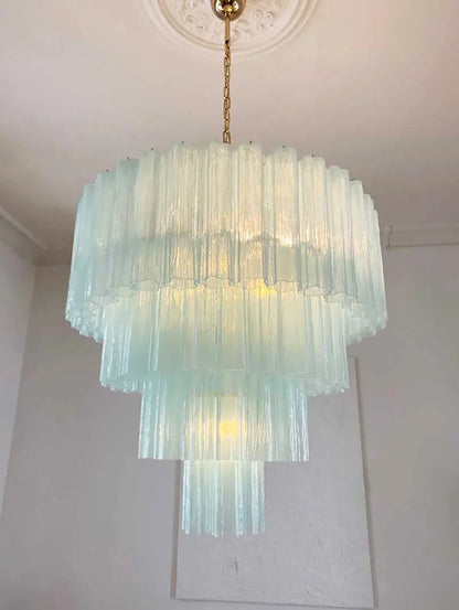Murano Blue Vetro Tube Chandelier