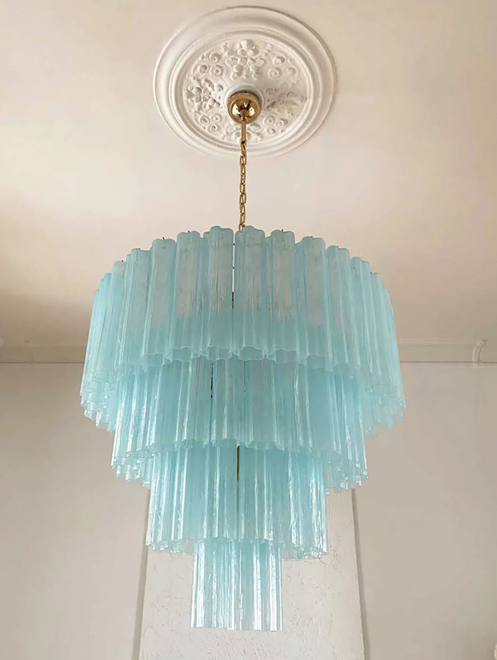 Murano Blue Vetro Tube Chandelier