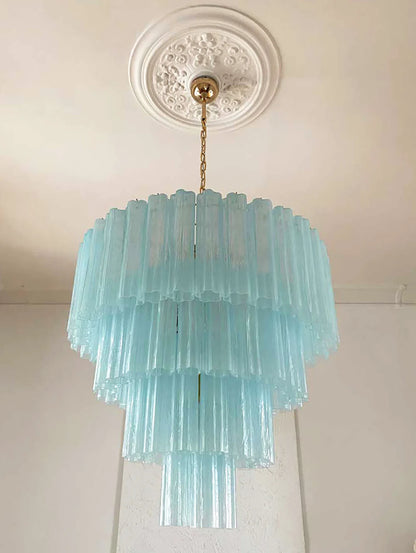 Murano Blue Vetro Tube Chandelier