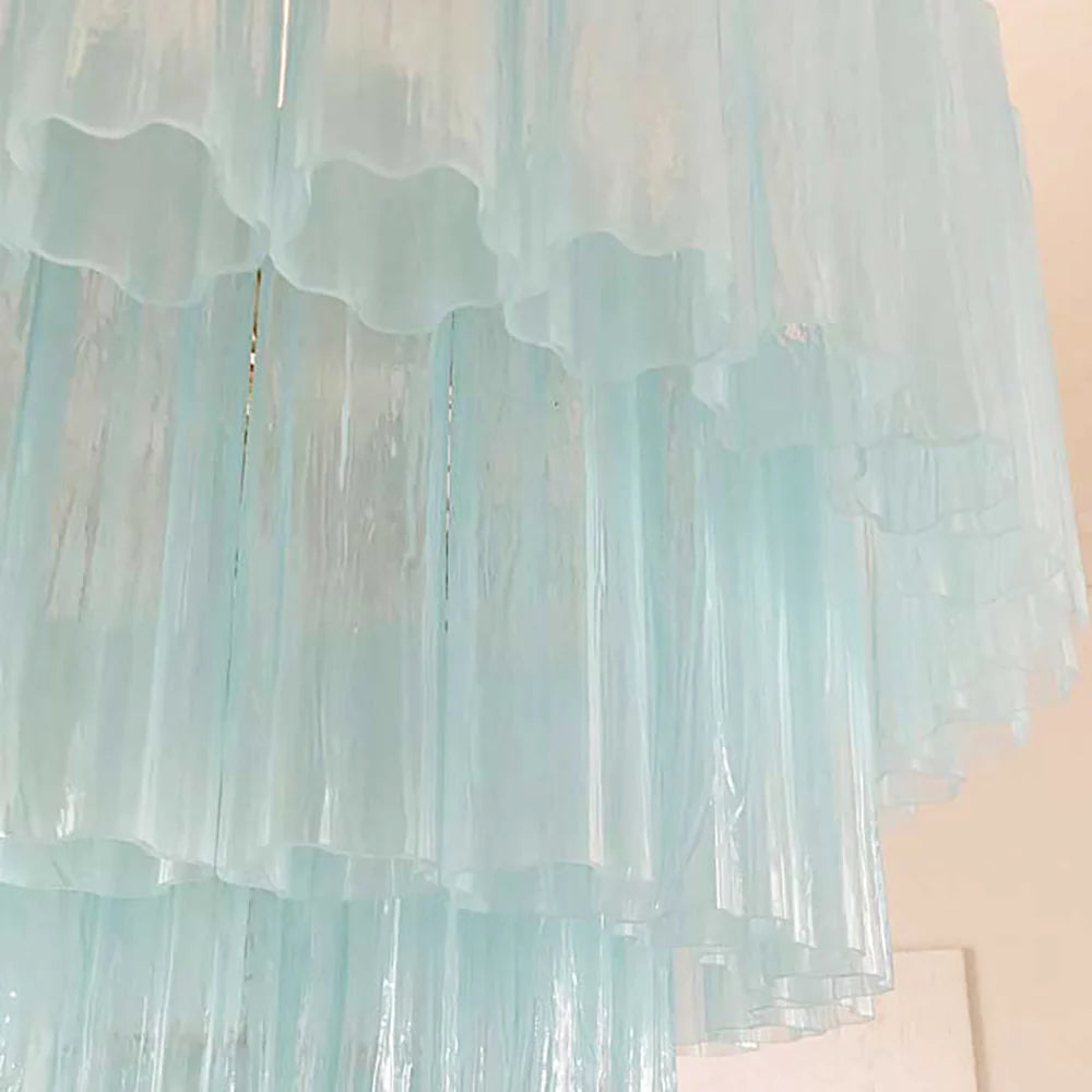 Murano Blue Vetro Tube Chandelier