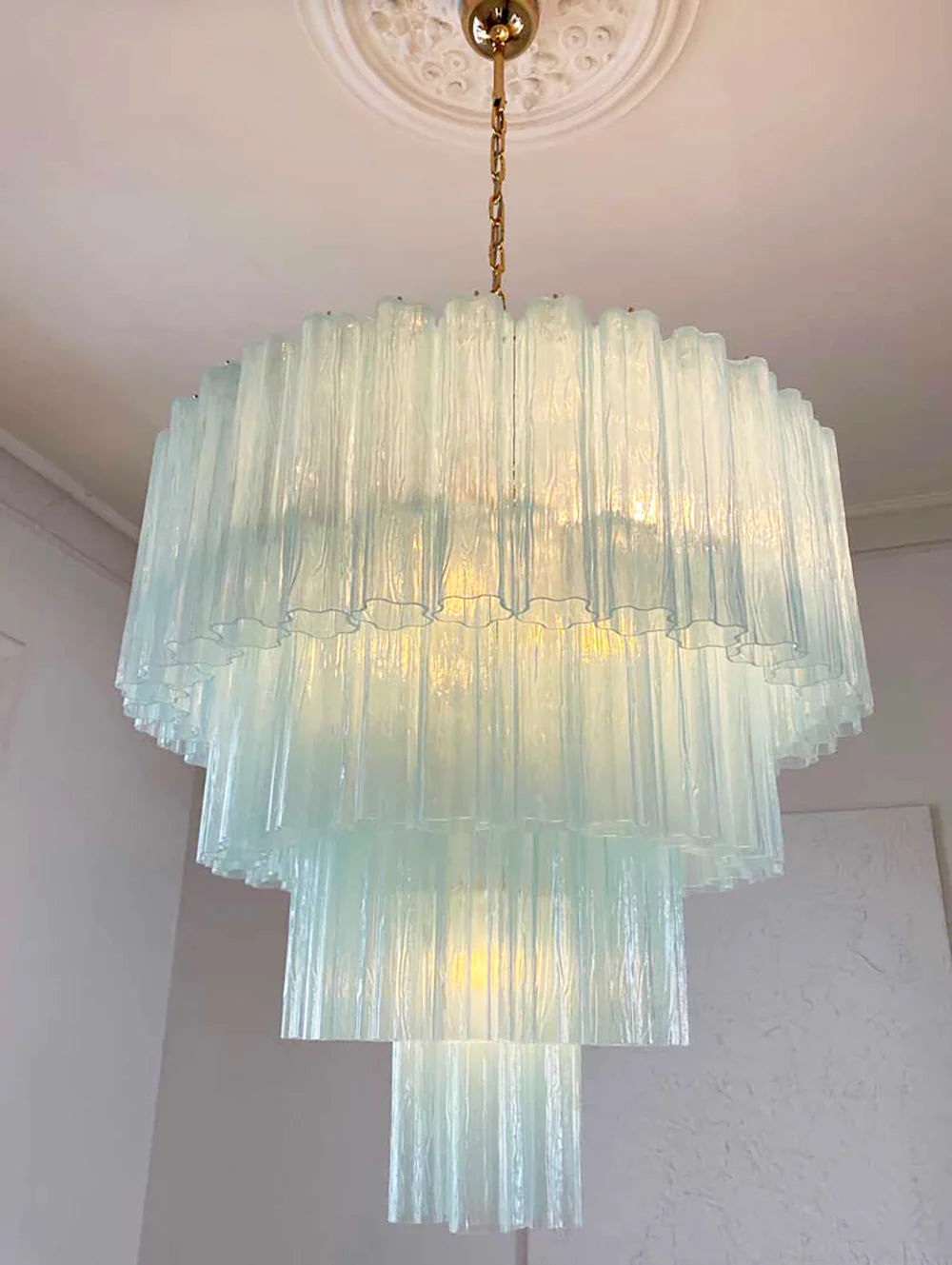 Murano Blue Vetro Tube Chandelier
