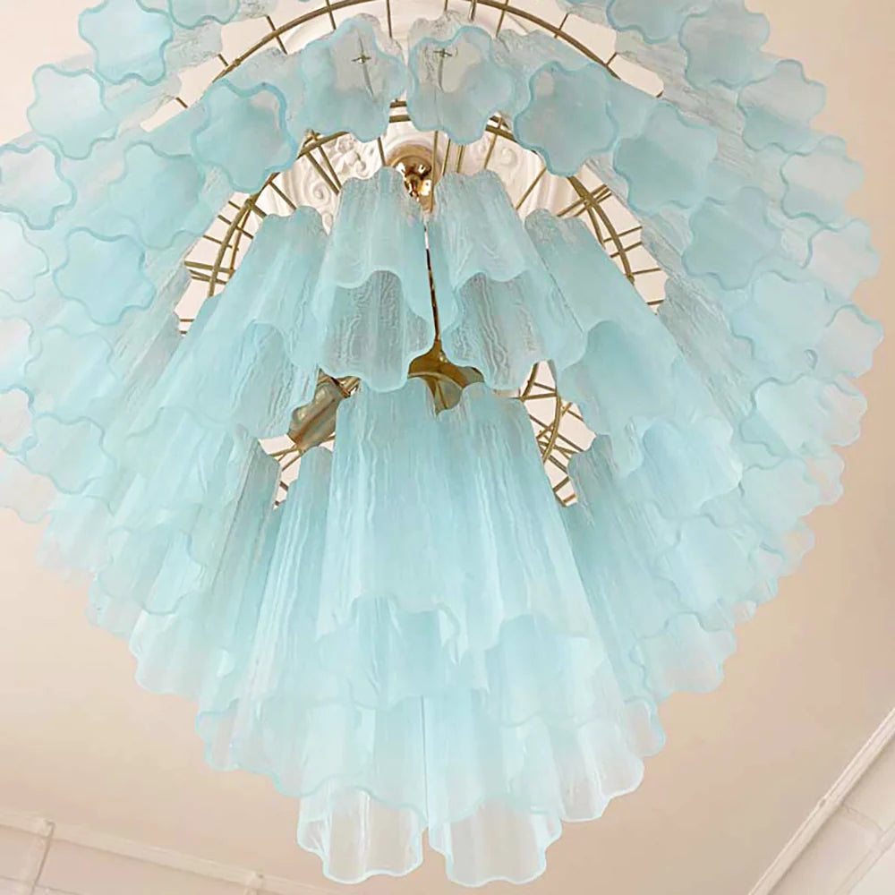 Murano Blue Vetro Tube Chandelier