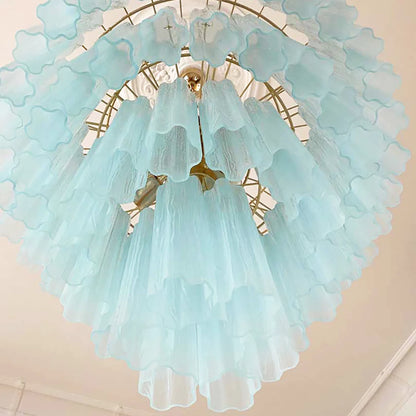 Murano Blue Vetro Tube Chandelier