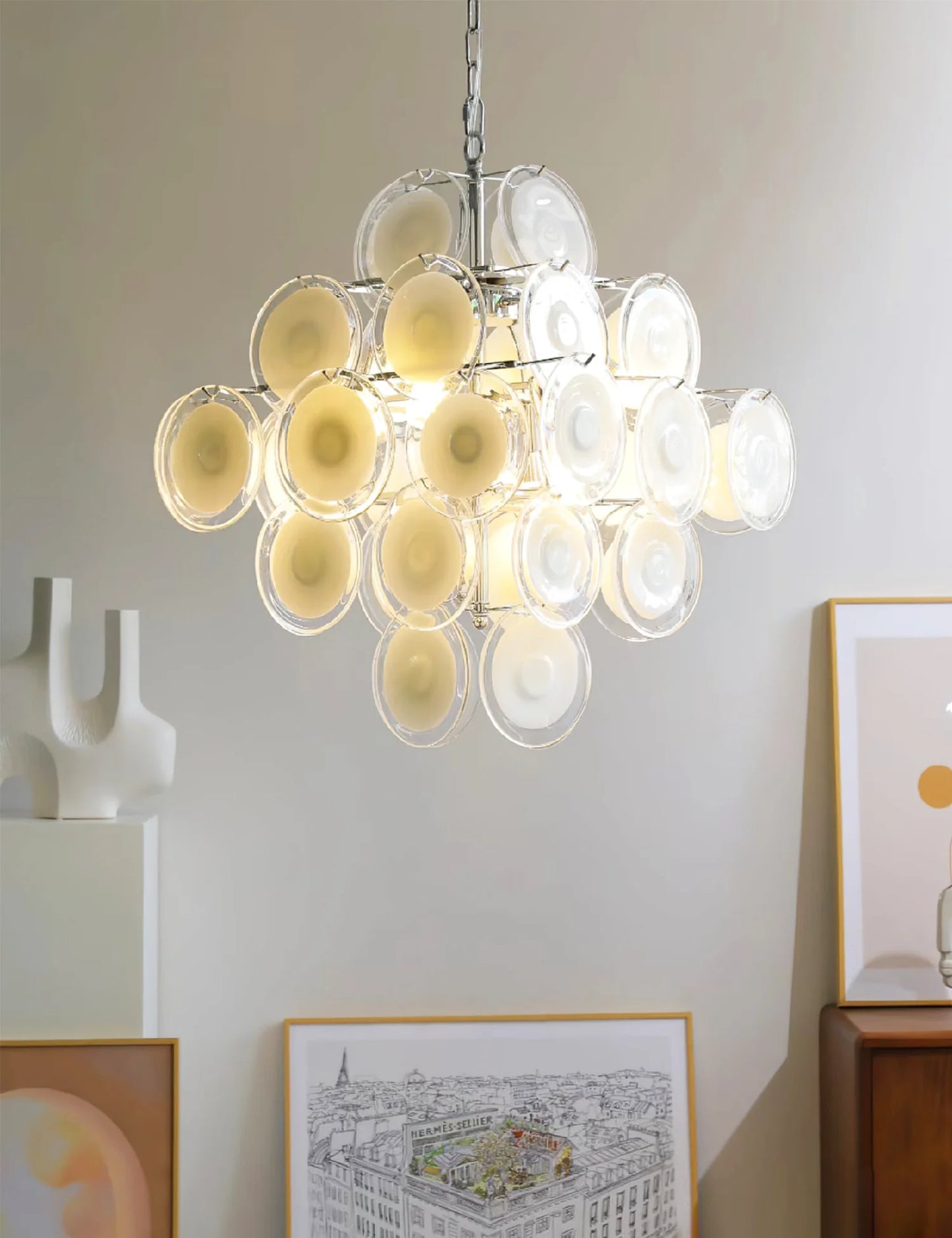 Vintage White Globe Chandelier