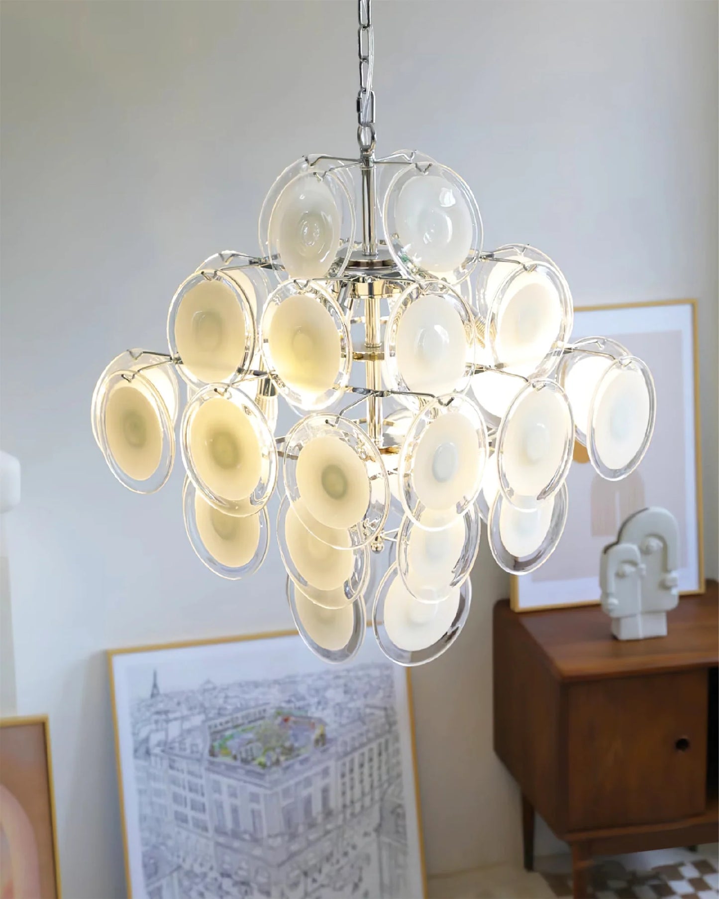Vintage White Globe Chandelier