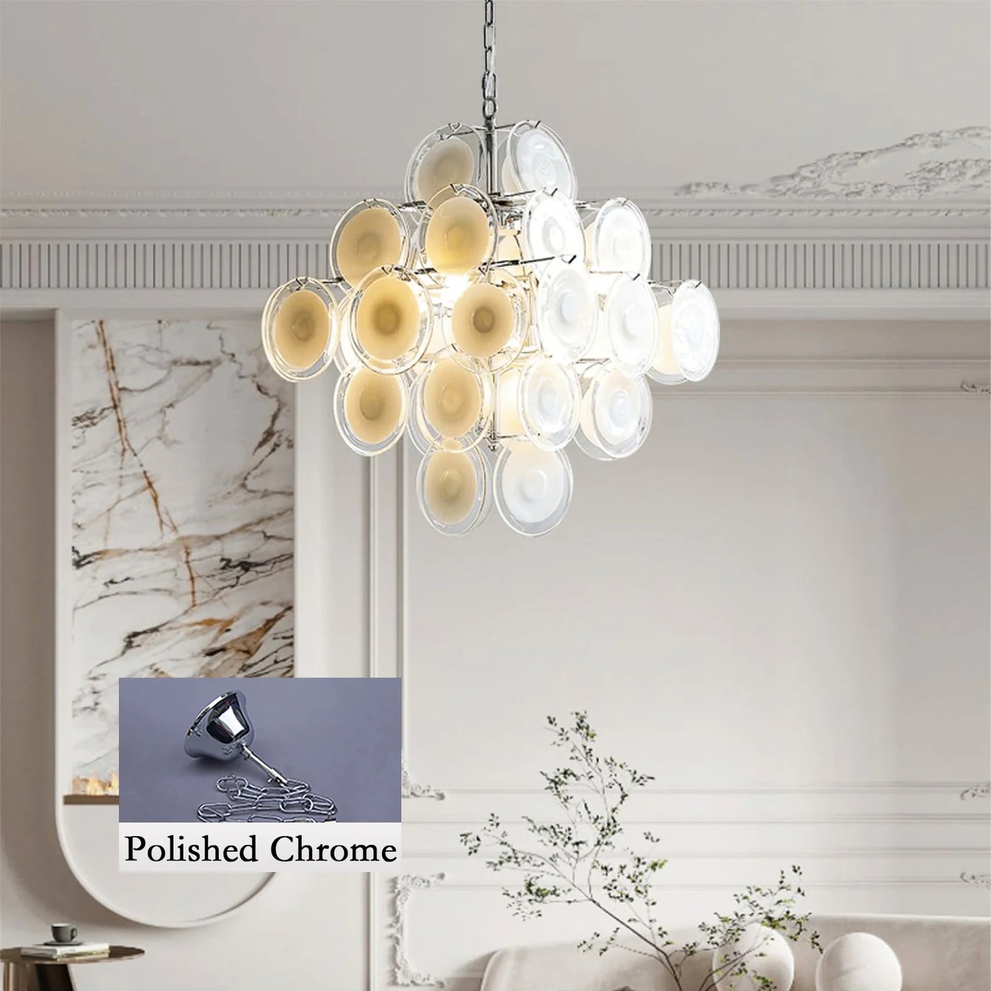 Vintage White Globe Chandelier