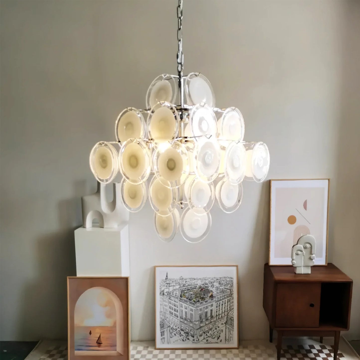 Vintage White Globe Chandelier