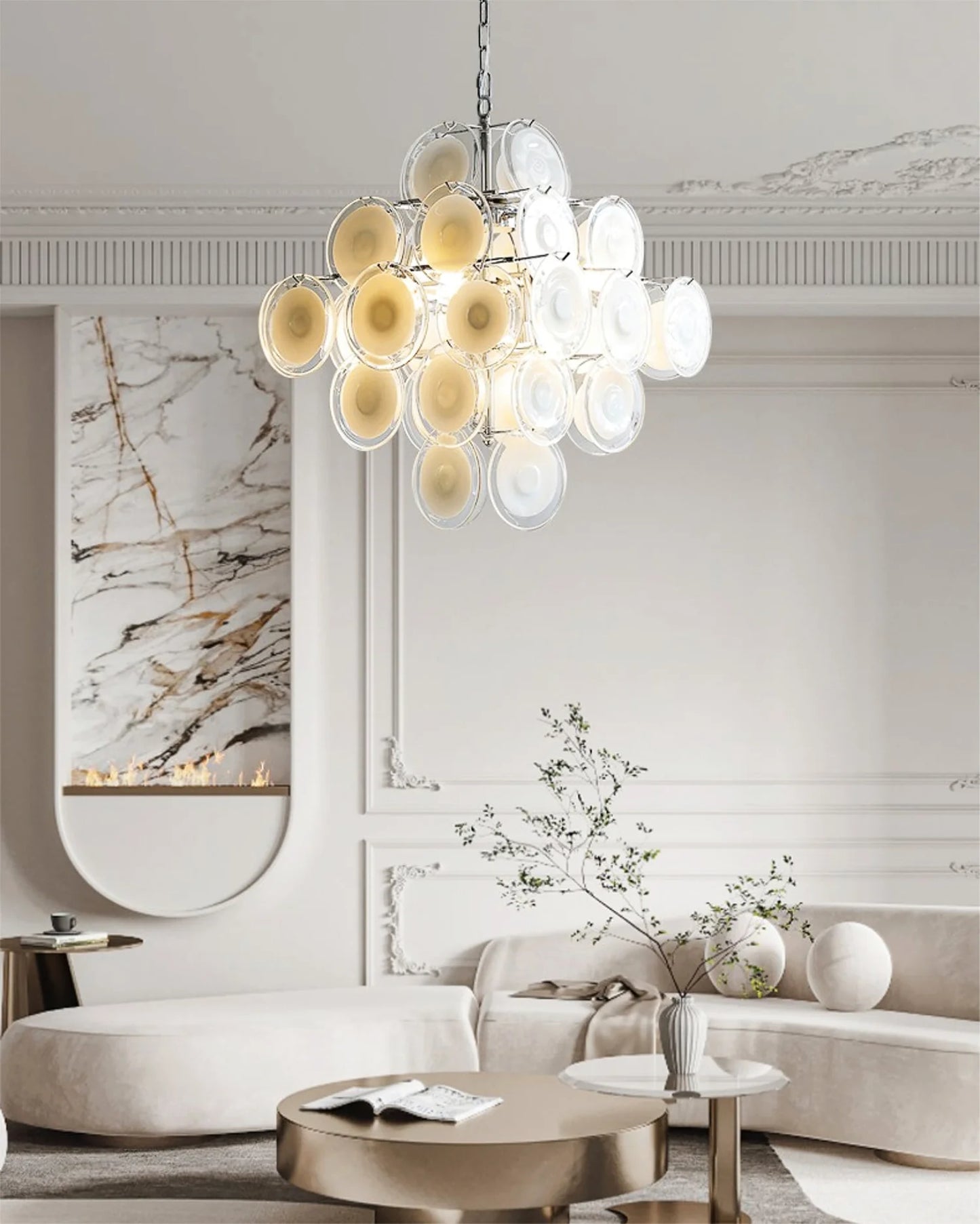 Vintage White Globe Chandelier