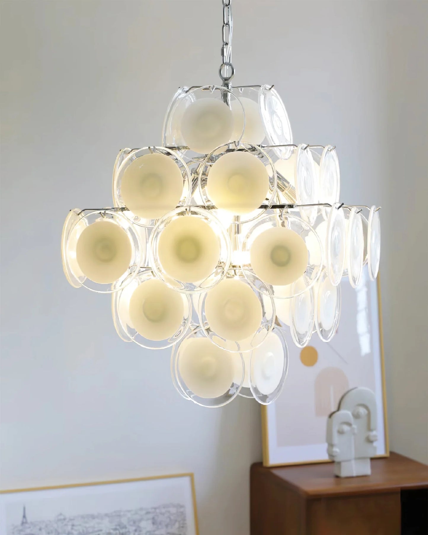 Vintage White Globe Chandelier