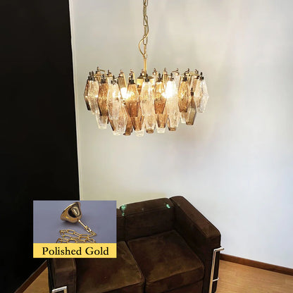 Smoked Poliedri Murano Glass Chandelier