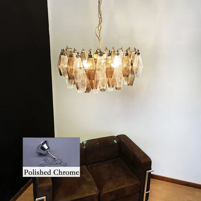 Smoked Poliedri Murano Glass Chandelier
