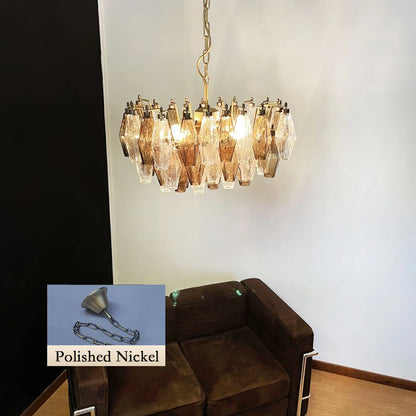Smoked Poliedri Murano Glass Chandelier