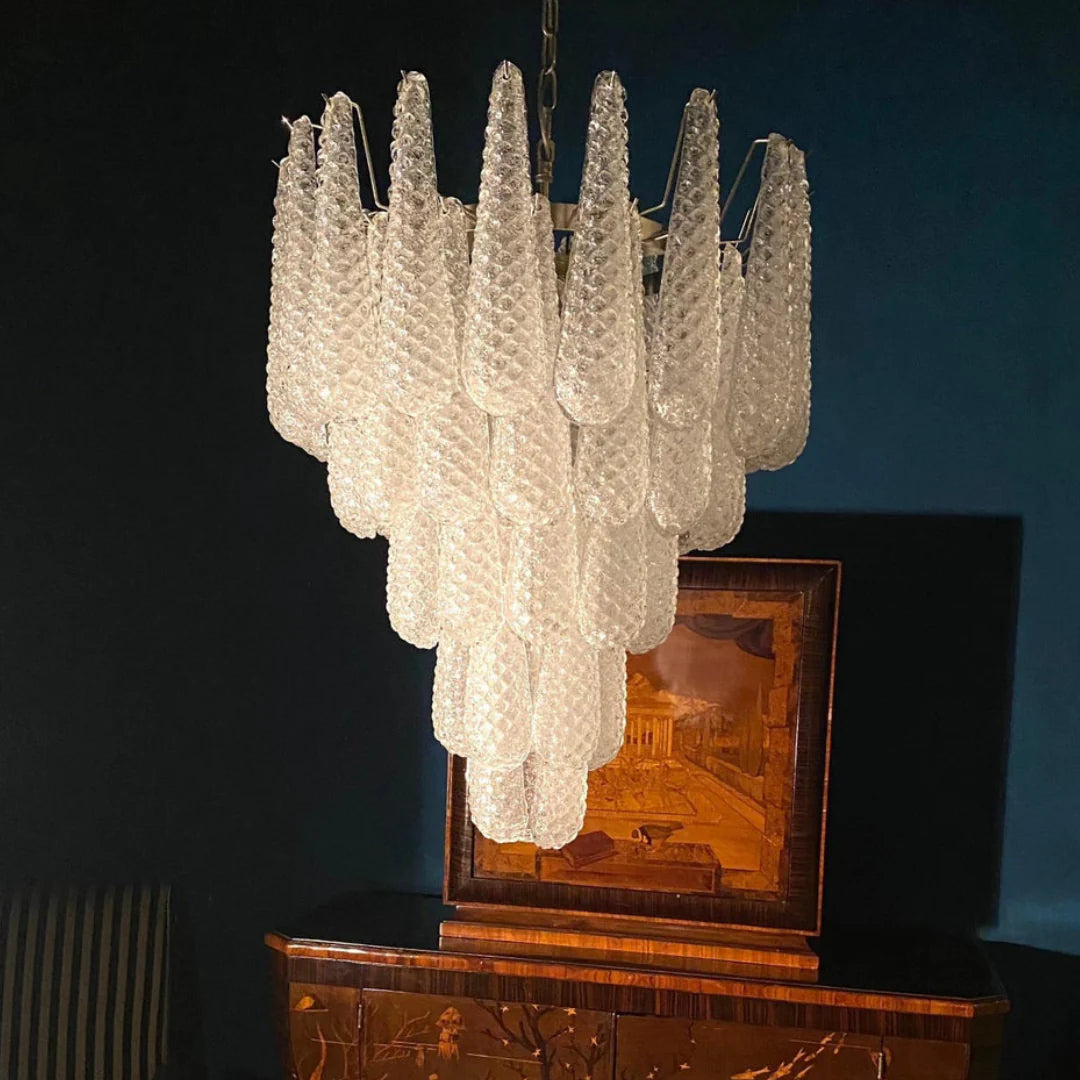 Vintage Murano Glass Petal Drop Chandelier