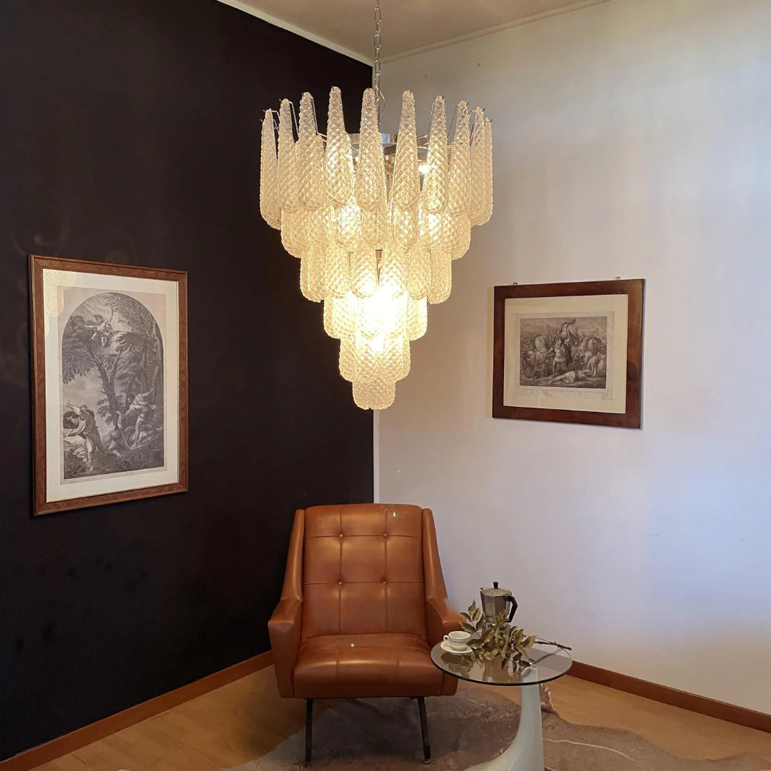 Vintage Murano Glass Petal Drop Chandelier