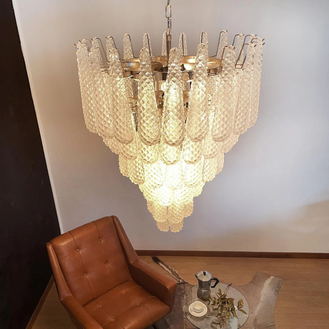 Vintage Murano Glass Petal Drop Chandelier