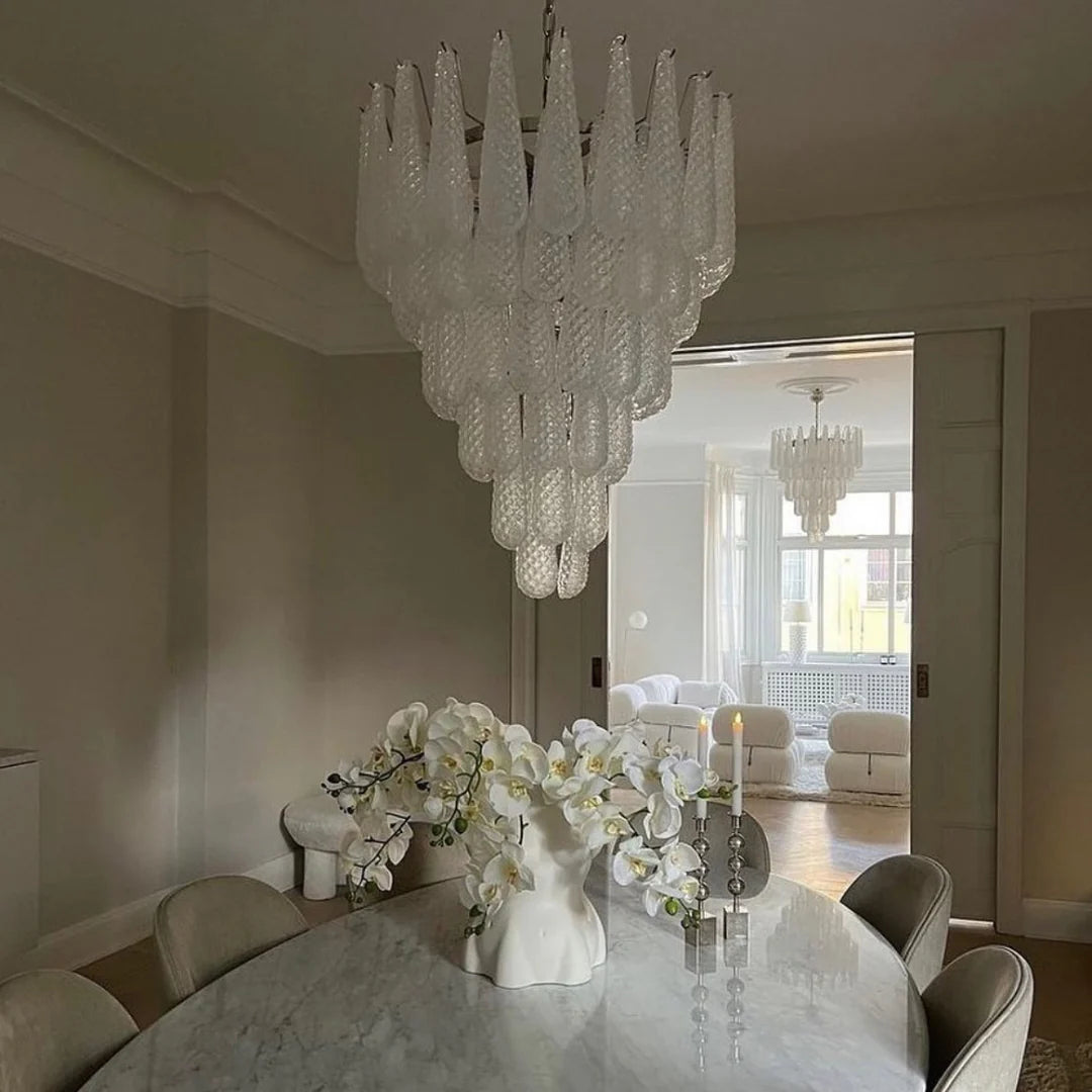 Vintage Murano Glass Petal Drop Chandelier