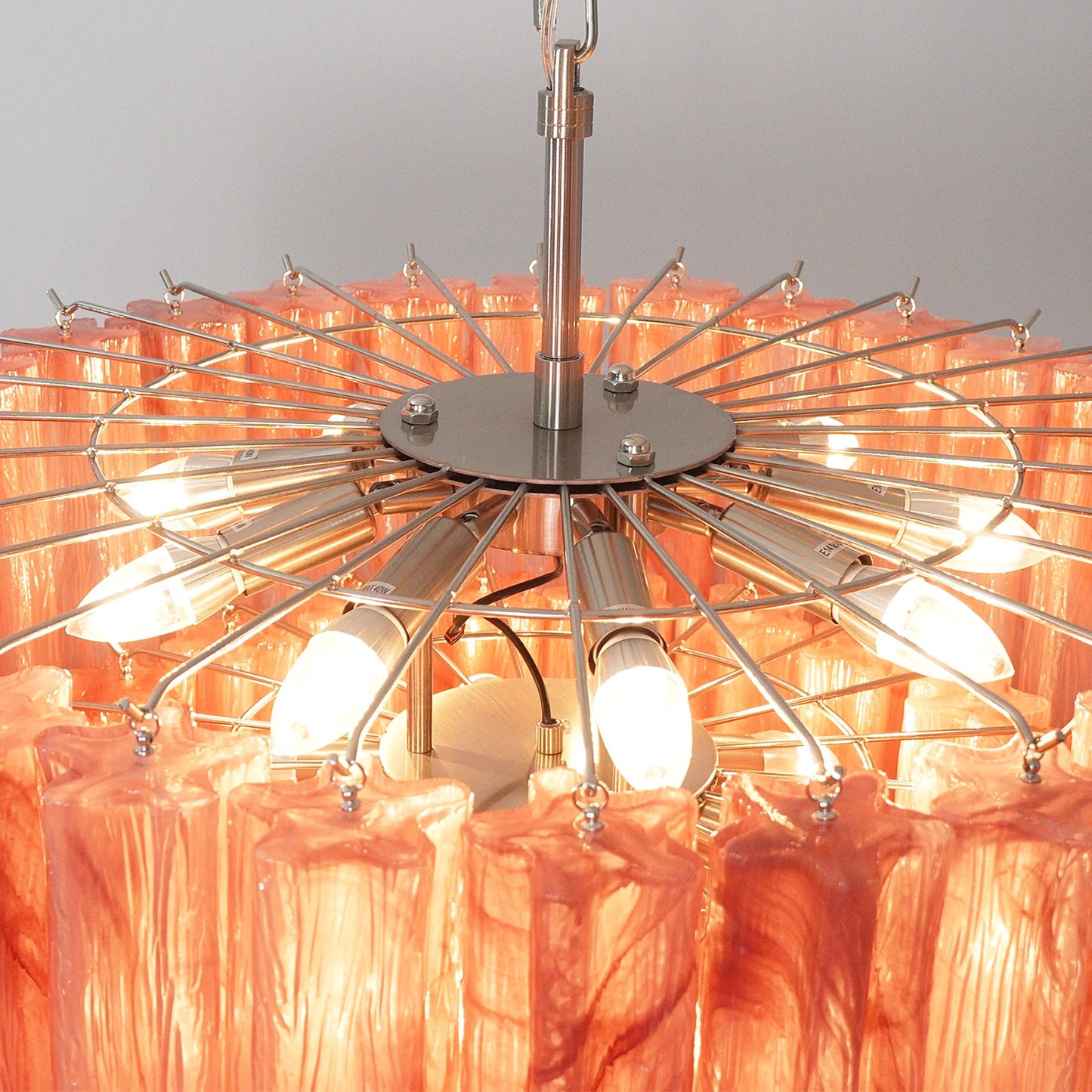 Murano Vetro Rosso Tube Chandelier