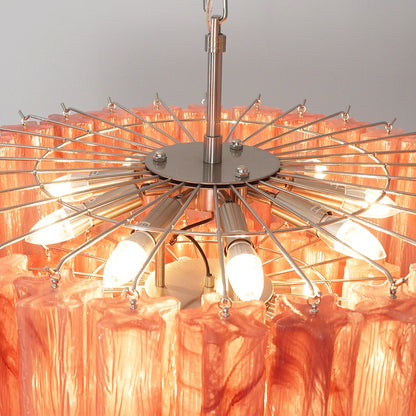 Murano Vetro Rosso Tube Chandelier