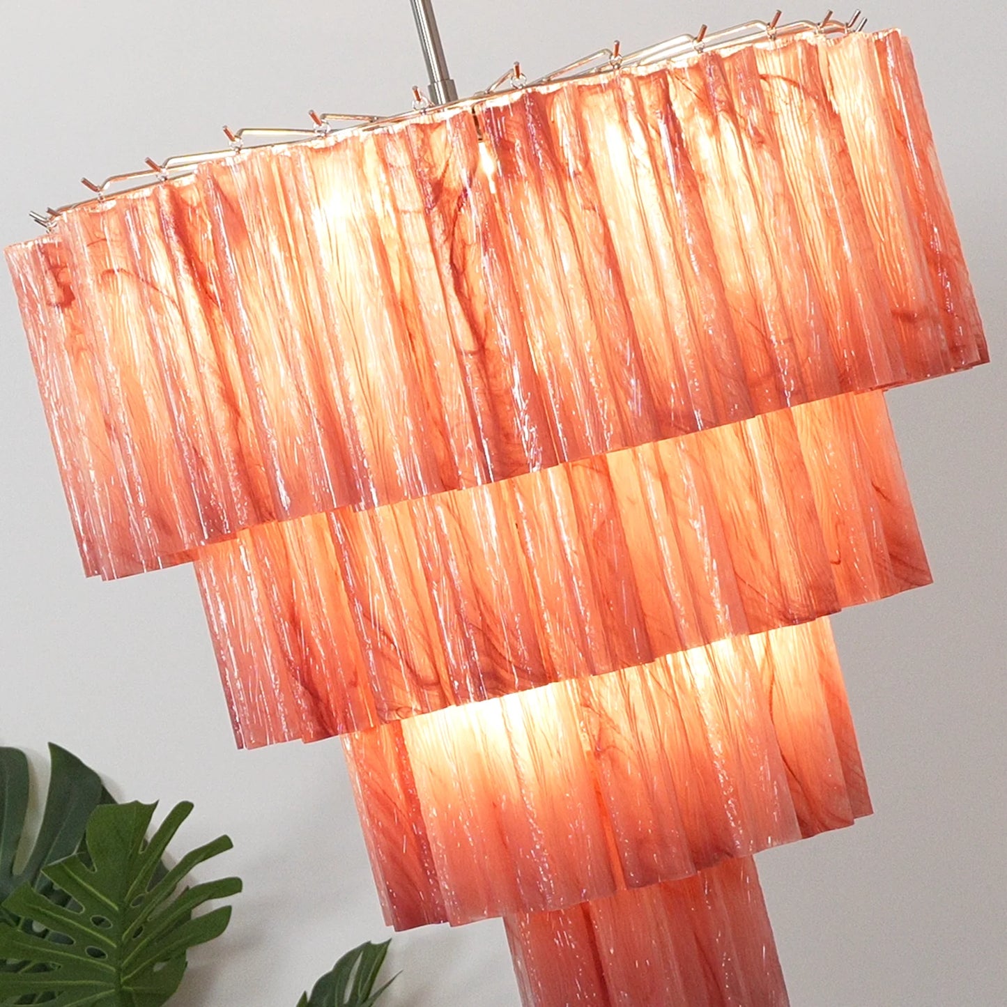 Murano Vetro Rosso Tube Chandelier