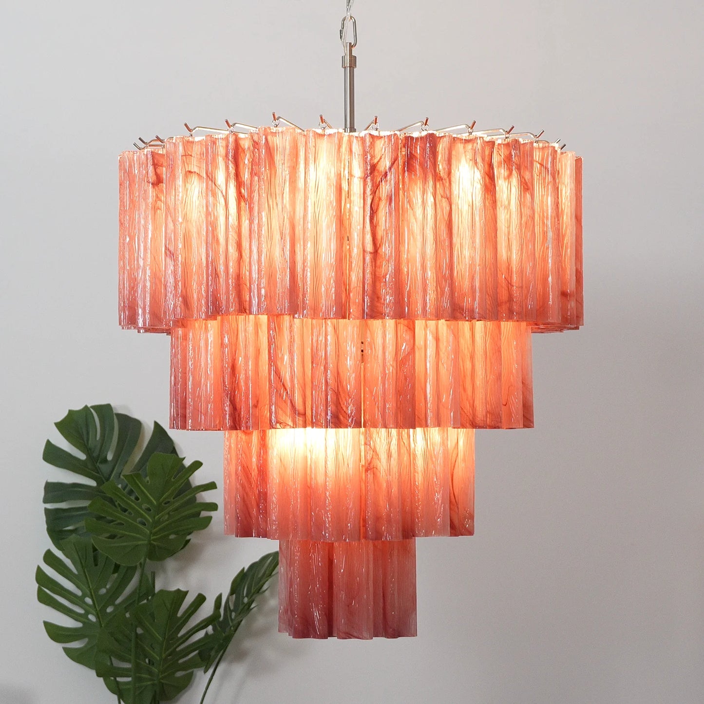Murano Vetro Rosso Tube Chandelier