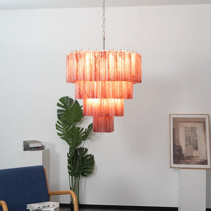 Murano Vetro Rosso Tube Chandelier